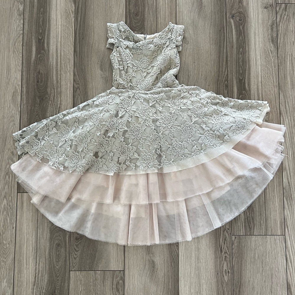 Joyfolie Belle Silver Lace Dress